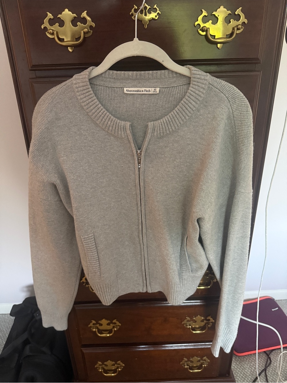 Abercrombie & Fitch Light Gray Zip Cardigan